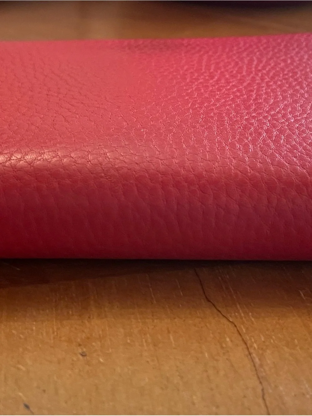 Tory Burch Coral-Red Pebbled Leather Zip Continental Wallet with Perforated Logo